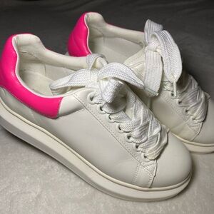 Women's White and Pink Sneakers